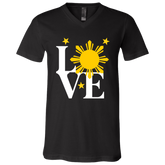Love with Yellow Sun and Stars Unisex Jersey V-Neck T-Shirt